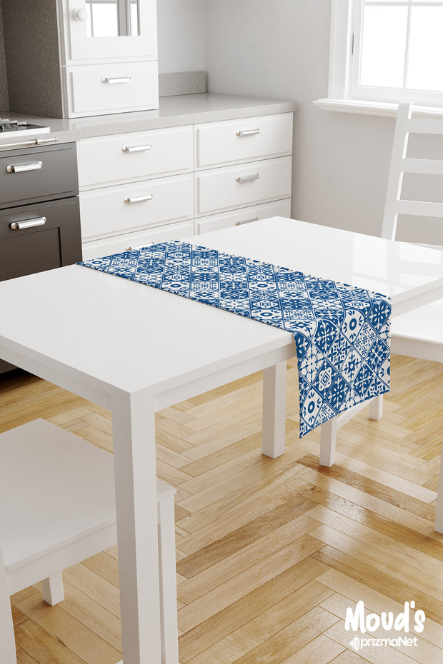 Türkiye Ethnic Pattern Printed Suede Runner Table Cloth - 2