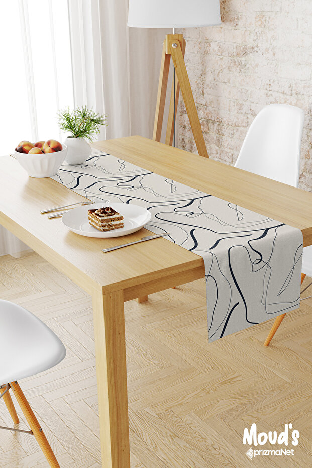 مفرش طاولة أوميغا 4 نمط مطبوع من جلد الغزال - 1