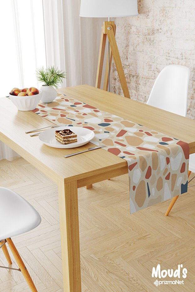 West Stone Stone Pattern Printed Suede Runner Tablecloth - 1