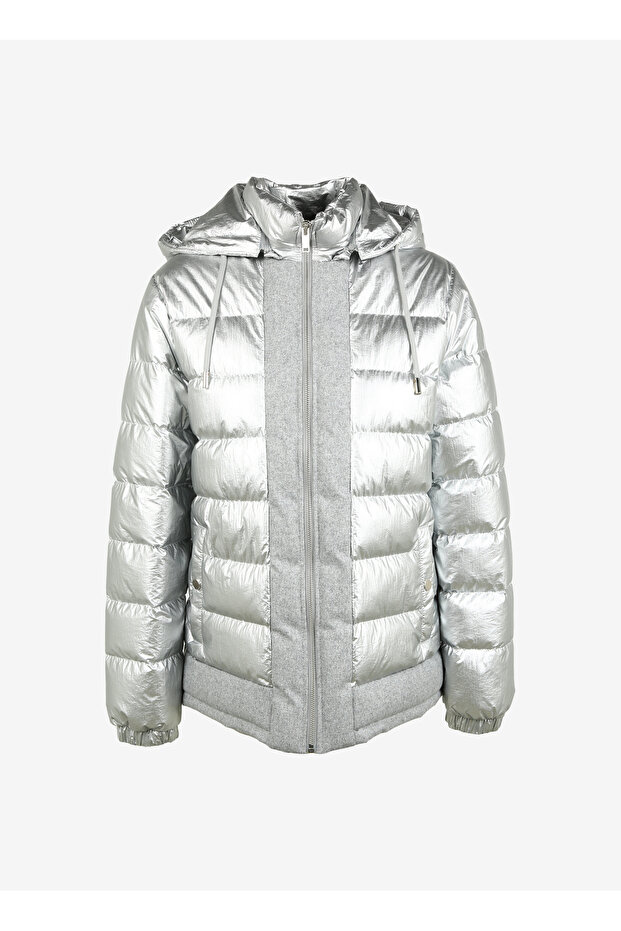 Gümüş Kadın Kapüşonlu Basic Puffer Mont B3WL-MNT1 - 1
