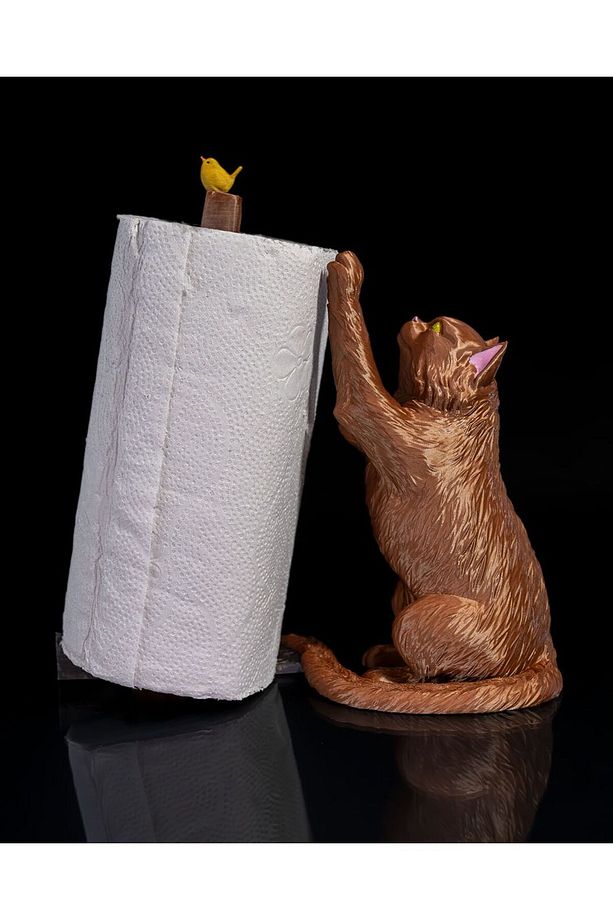 Kedi ve Kuş Temalı Tuvalet Kağıdı Tutacağı Tuvalet Kağıtlık - 1