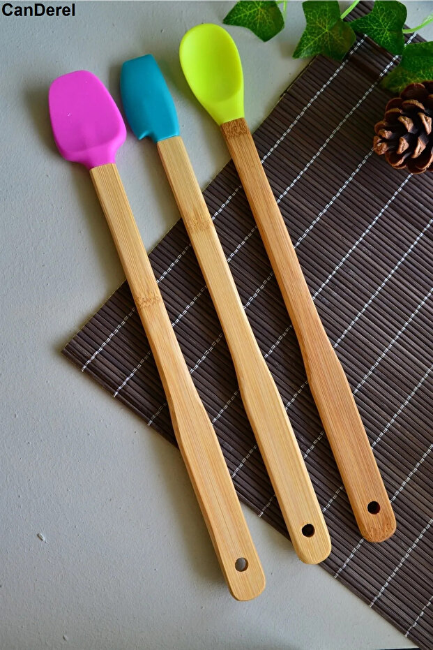 3 Lü Uzun Bambu Spatula Seti - 2