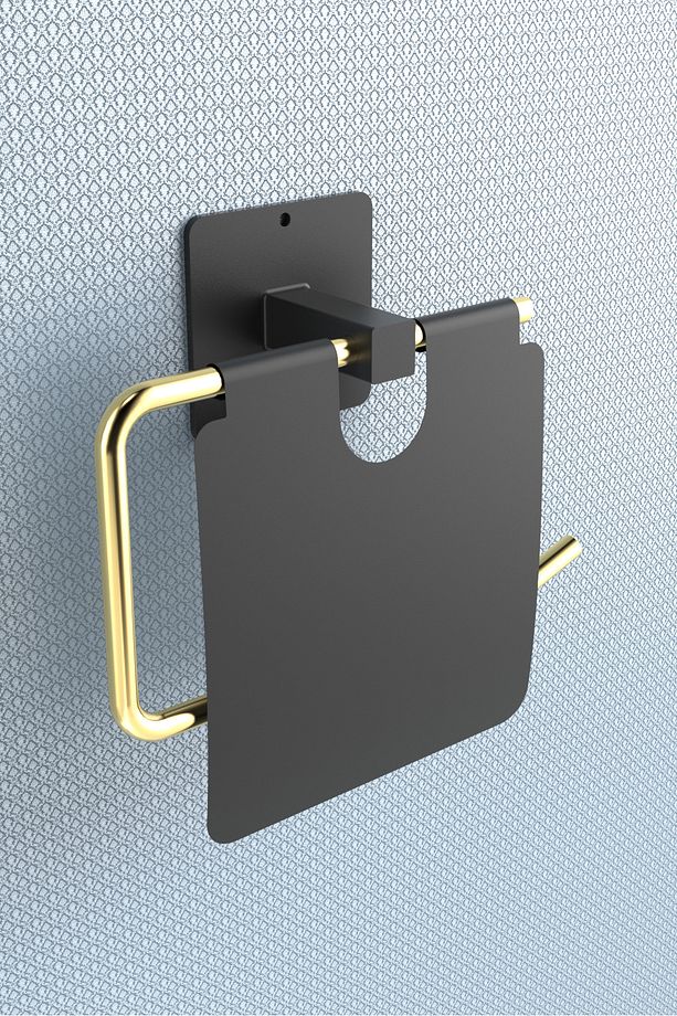 Yapışkanlı Kapaklı Paslanmaz Gold Tuvalet Kağıdı Tutacağı/tuvalet Wc Kağıtlık - 2