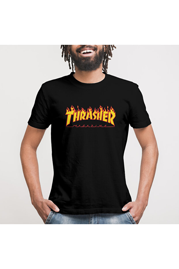 Логотип журналу Thrasher Unisex Tişört - 3