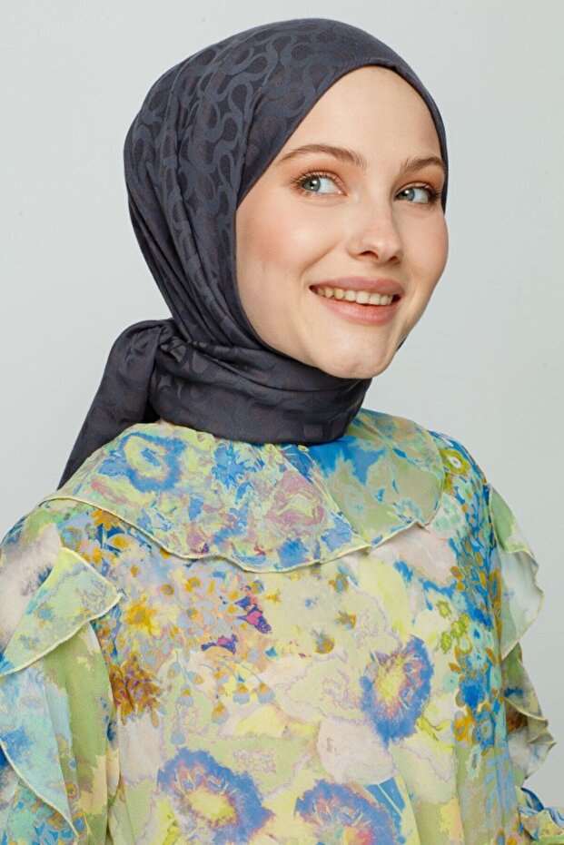 Antrasit Bloom Desen Şal - 4