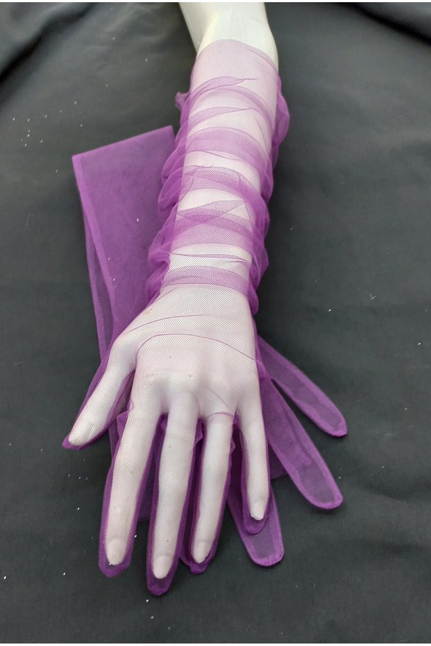 Bella evening dress bridal gloves long purple