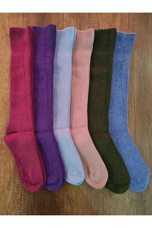 Women's Knee-Length Wool Socks 6 Pairs Thick Winter Real Wool