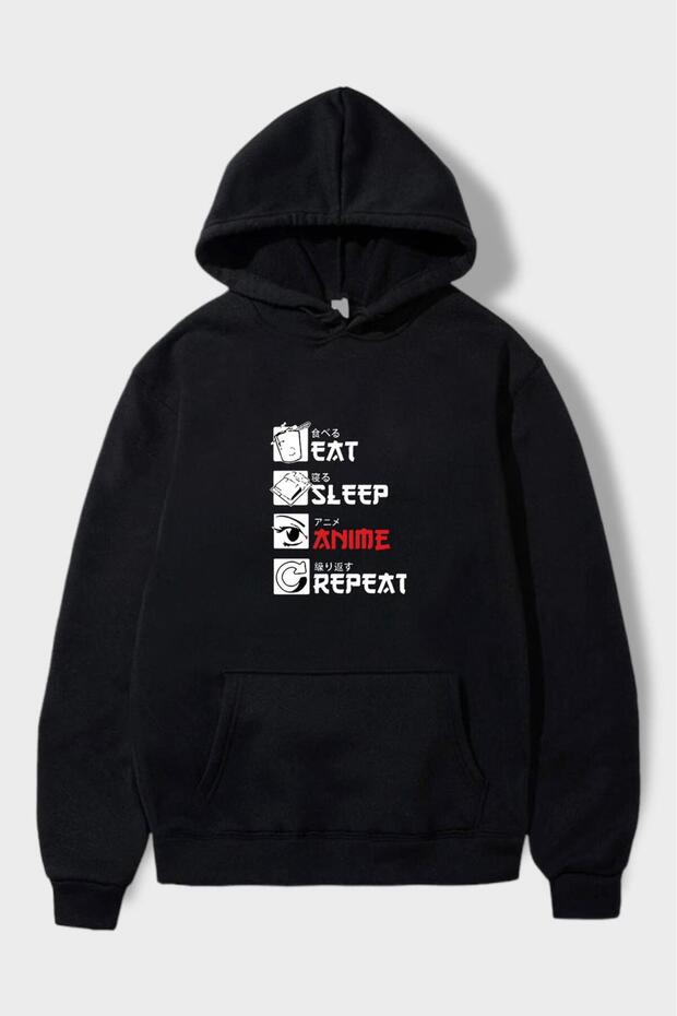 Eat Sleep Anime Sweat Sweathsirt 3 Thread Hoodie Gofeel