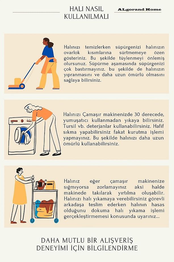Yıkanabilir Kaymaz Taban Bej Salon Halısı Mutfak Halısı Yolluk - 7