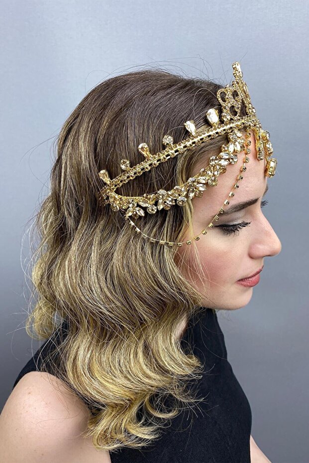 Wedding Material Hurrem Bridal Henna Crown – Special Design, Accessory, Quality Production, Eye-Catching Style –