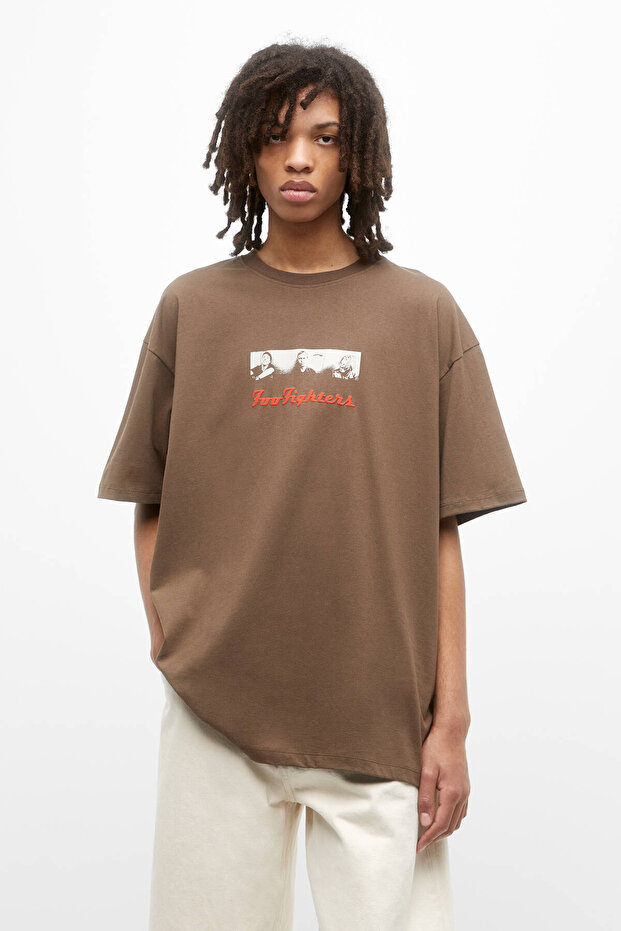 Foo Fighters baskılı t-shirt - 1