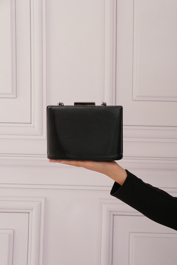 Women's Black Fabric Evening Dress Clutch Portfolio Bag