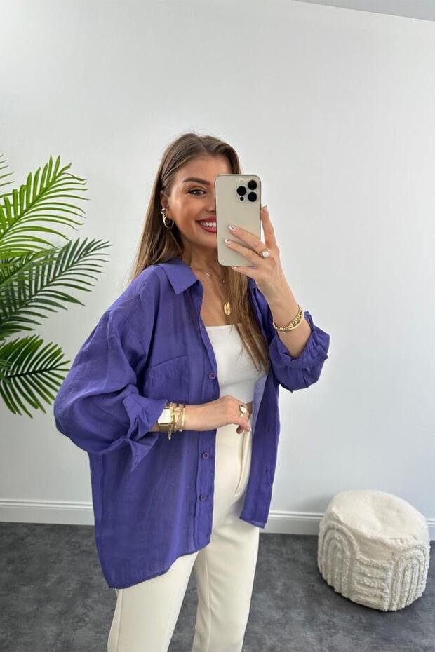 Basic Salaş Gömlek Mor - 1