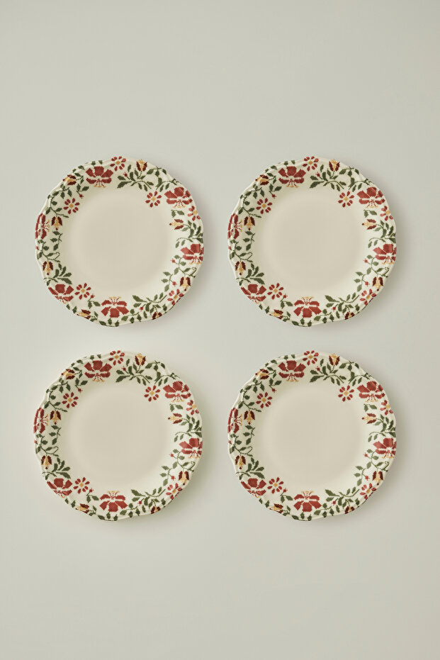 X Bella Maison Peony Porselen 4'lü Servis Tabağı 25,5cm TPHAW26TBK00044 - 2