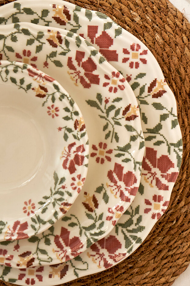 X Bella Maison Peony Porselen 4'lü Yemek Tabağı 21,5cm TPHAW26TBK00045 - 3