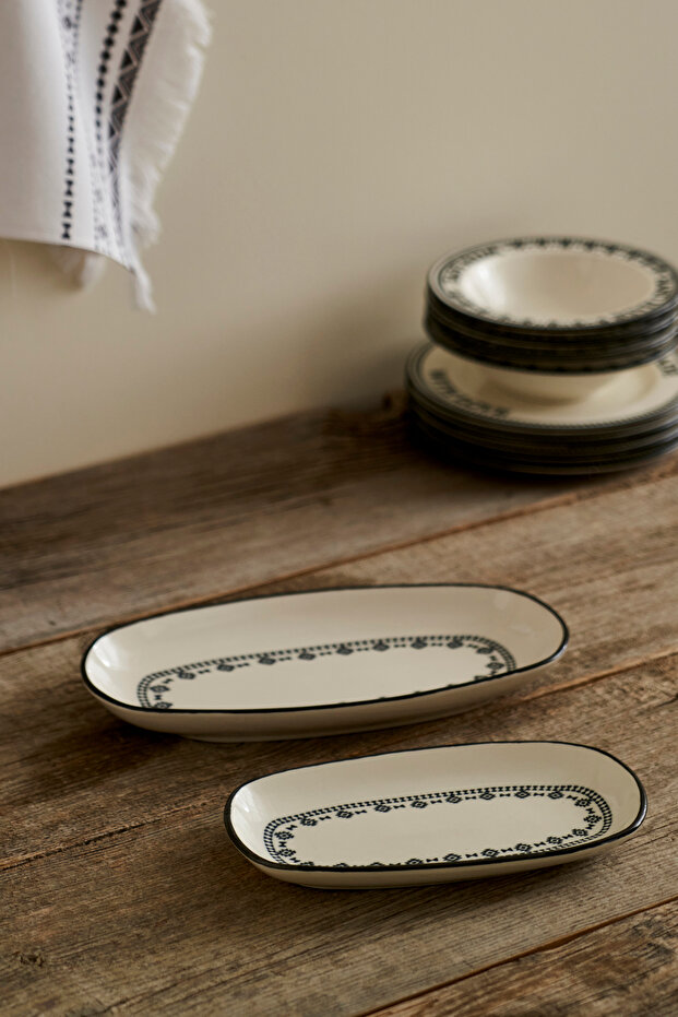 X Bella Maison Native Porselen 2'li Oval Sunum Tabağı Seti TPHAW26TBK00037 - 1