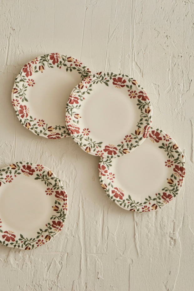 X Bella Maison Peony Porselen 4'lü Pasta Tabağı Seti 20,5cm TPHAW26TBK00047 - 1