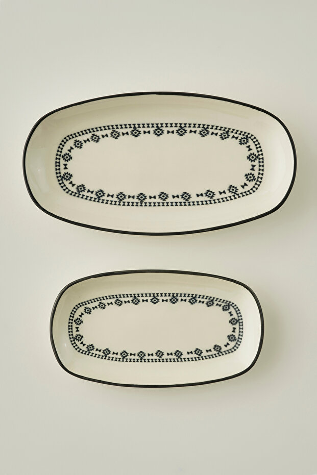 X Bella Maison Native Porselen 2'li Oval Sunum Tabağı Seti TPHAW26TBK00037 - 2
