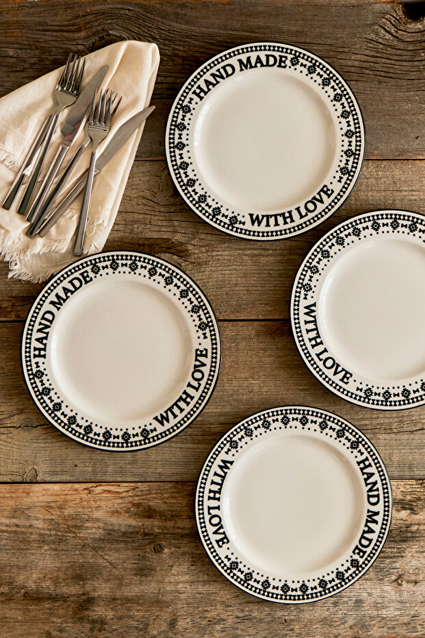 X Bella Maison Native Porselen 4'lü Servis Tabağı 25,5cm TPHAW26TBK00033 - 1