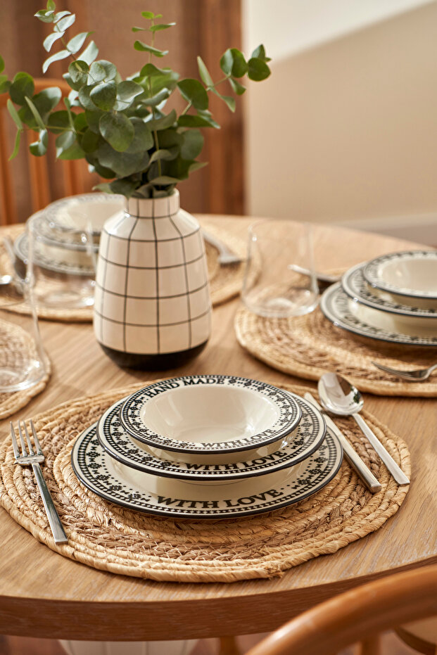 X Bella Maison Native Porselen 4'lü Servis Tabağı 25,5cm TPHAW26TBK00033 - 6