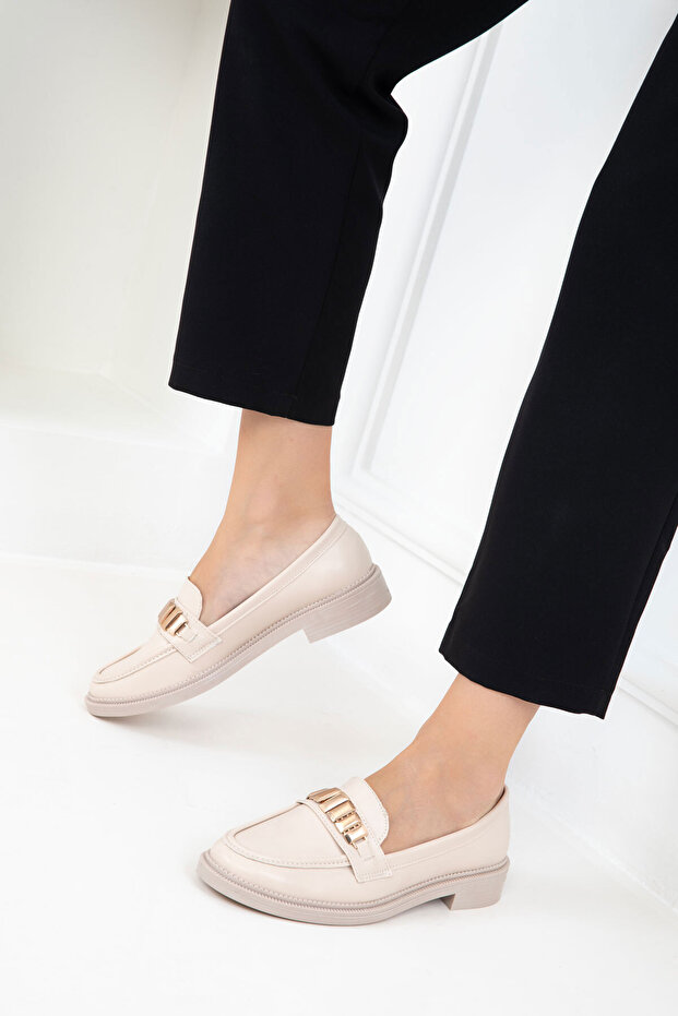Bej Kadın Loafer Ayakkabı 21099 - 4