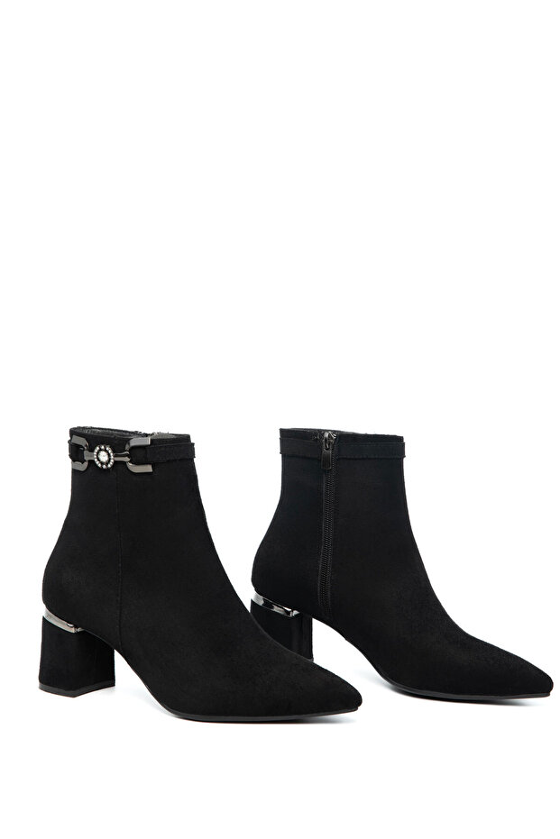 Siyah Süet Kadın Bot & Bootie 21118 - 1