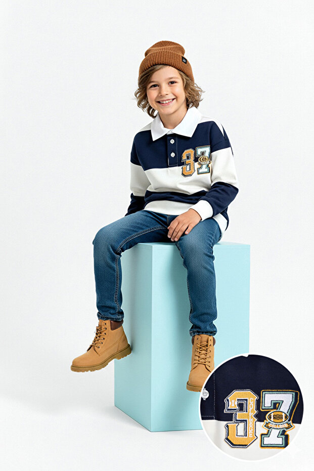 Ekru Baskılı Örme Sweatshirt TKDAW26SW00057 - 1