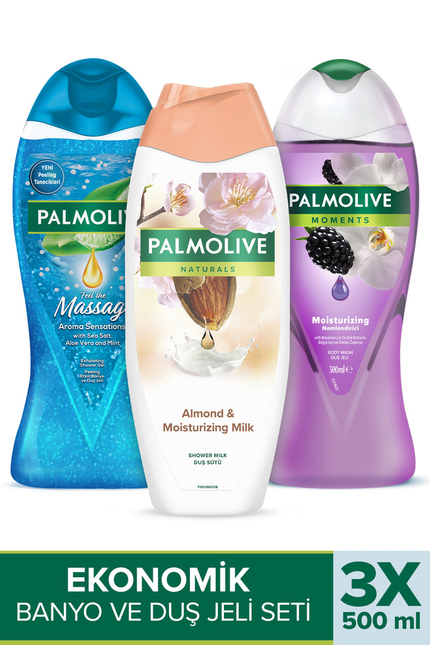 Palmolive Massage 500 ml+ Palmolive Natural Almond + PO Moments 500 ml