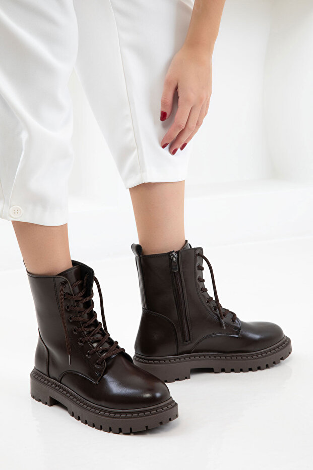 Kahve Mat Kadın Bot & Bootie 13786 - 2