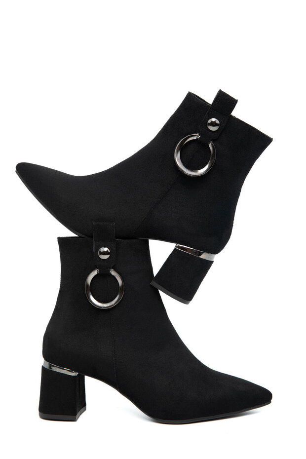 Siyah Süet Kadın Bot & Bootie 21083 - 3