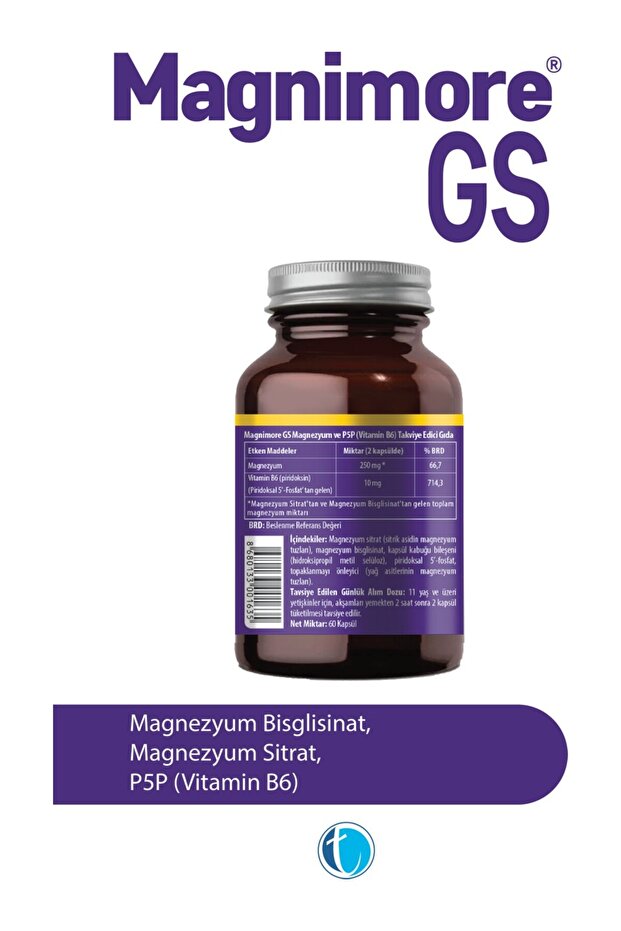 GS Magnezyum 60 Bitkisel Kapsül Bisglisinat Sitrat - 2