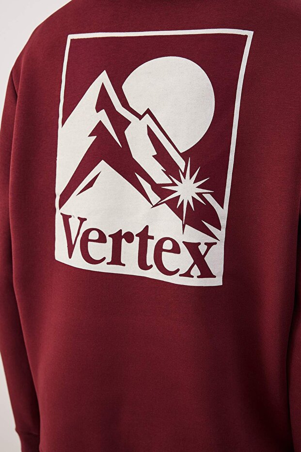 Bordo Regular/Normal Kesim Sırt Baskılı Sweatshirt TMNAW24SW00101 - 5