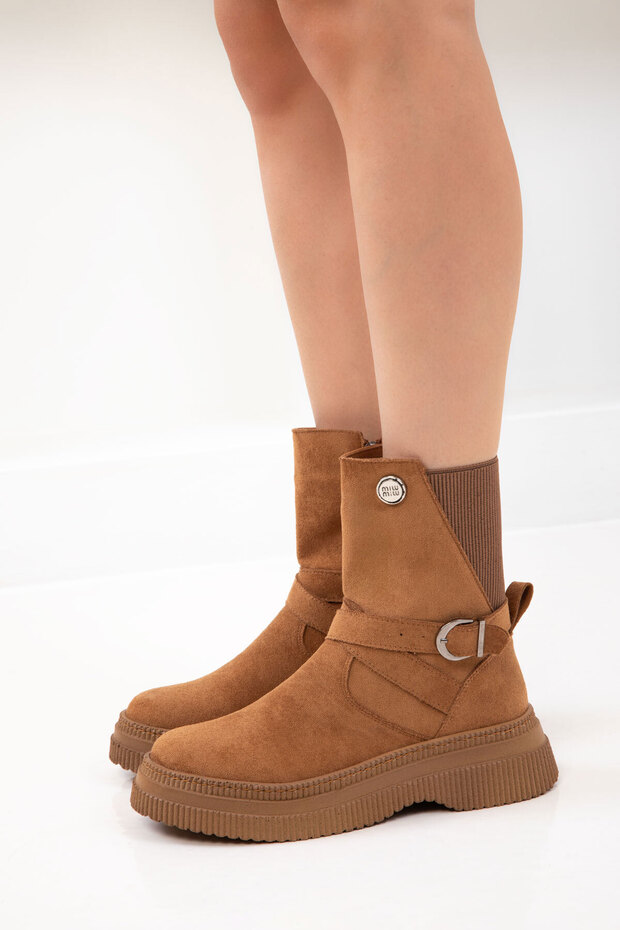 Taba Süet Kadın Bot & Bootie 21169 - 4