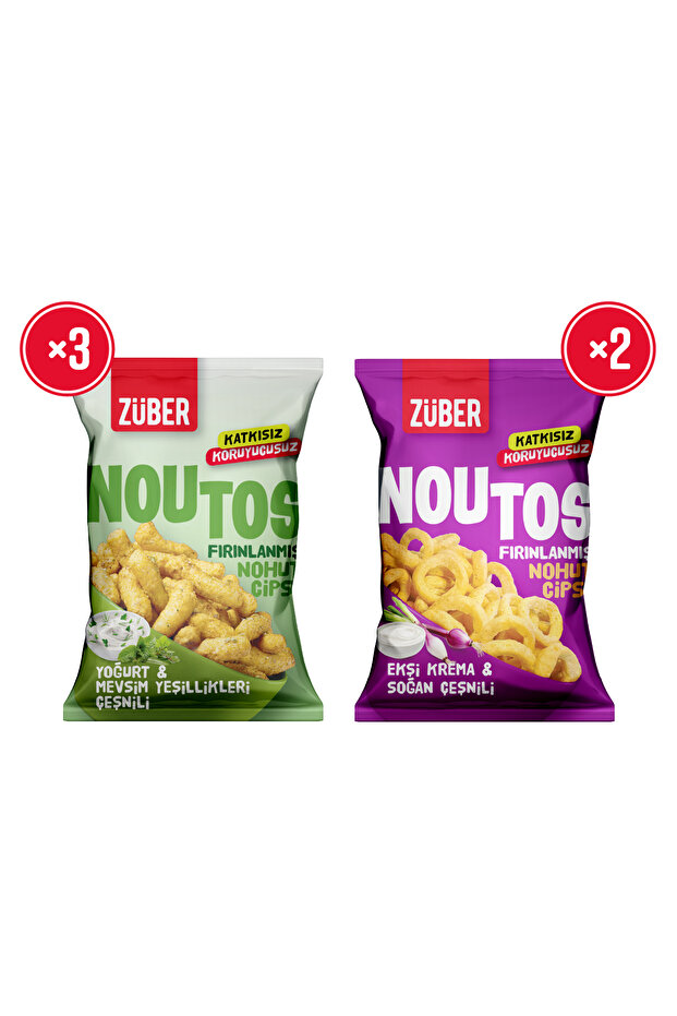Züber Noutos Atıştırmalık Tanışma Paketi 55g x 5 Adet (Yoğurt ve Mevsim Yeşillikleri, Ekşi Kremalı)