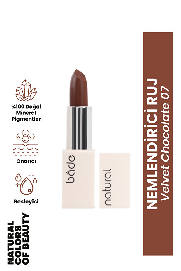 Moisturizing Lipstick Velvet Chocolate 07 100% Natural