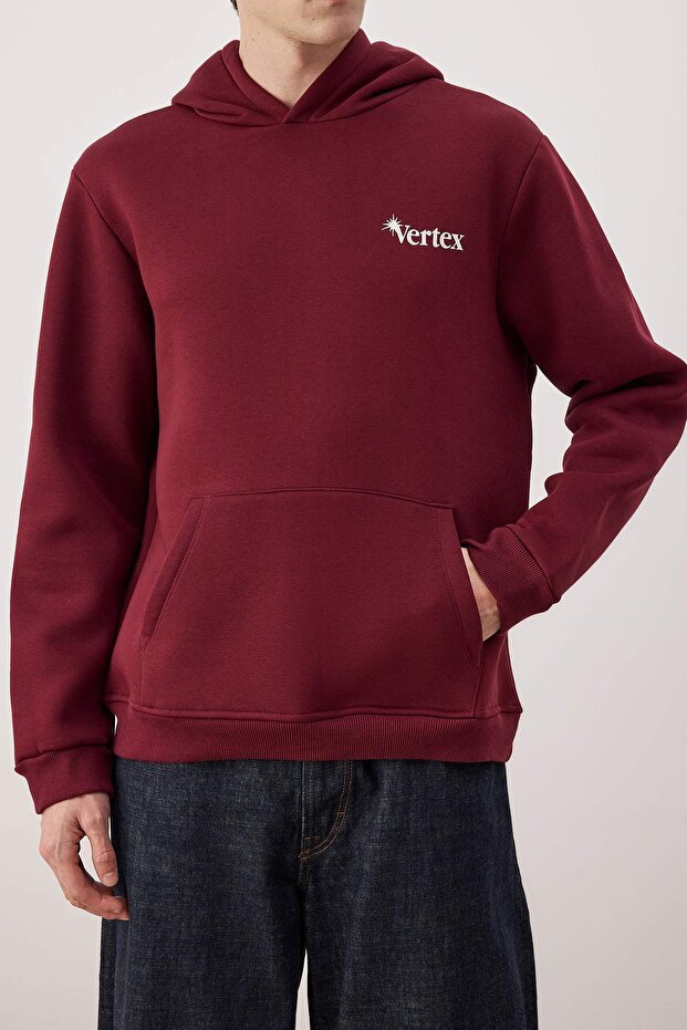 Bordo Regular/Normal Kesim Sırt Baskılı Sweatshirt TMNAW24SW00101 - 3