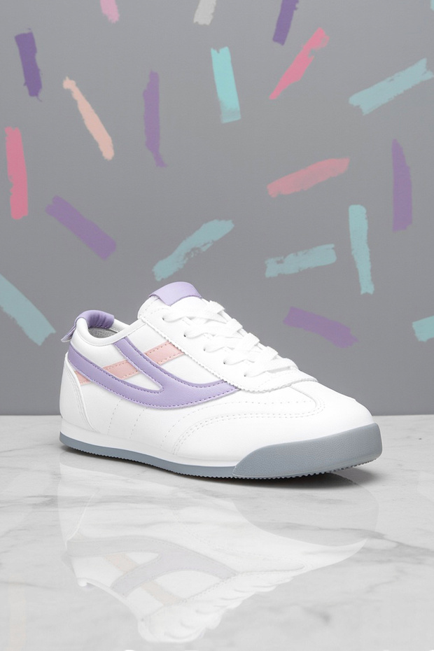 Ds Meepo White Powder Purple Children's Sneaker Casual Sports Shoes