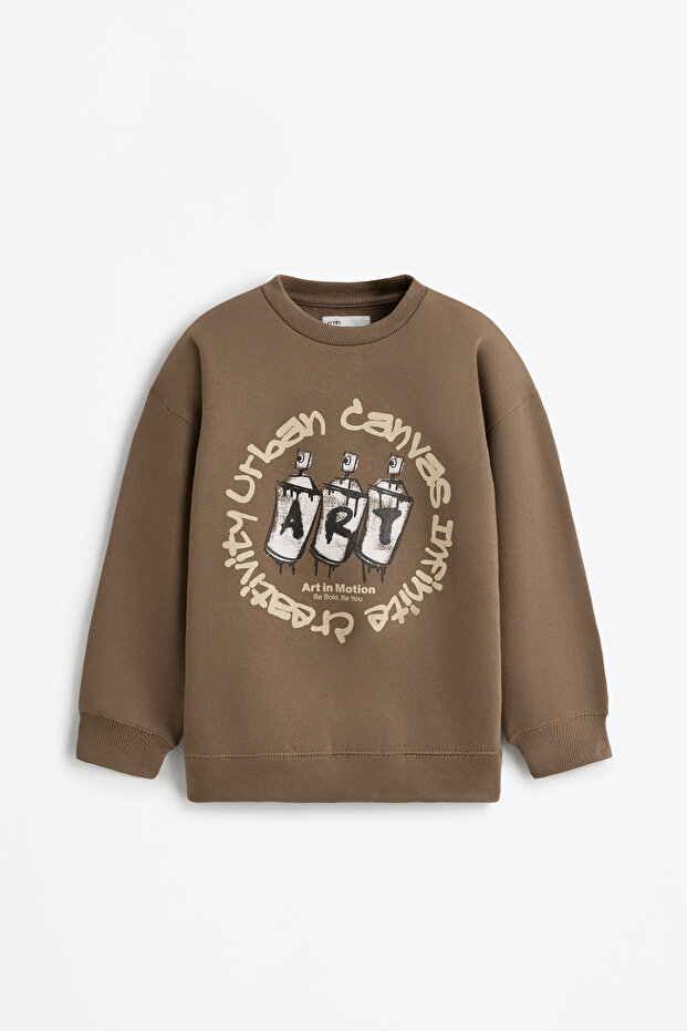 Dzieci CHŁOPIEC BLUZA Z NADRUKIEM Z POLARU - 1