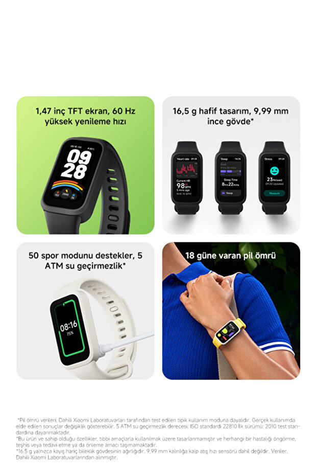 Smart Band 9 Active Siyah Akıllı Bileklik (Xiaomi Türkiye Garantili) - 3