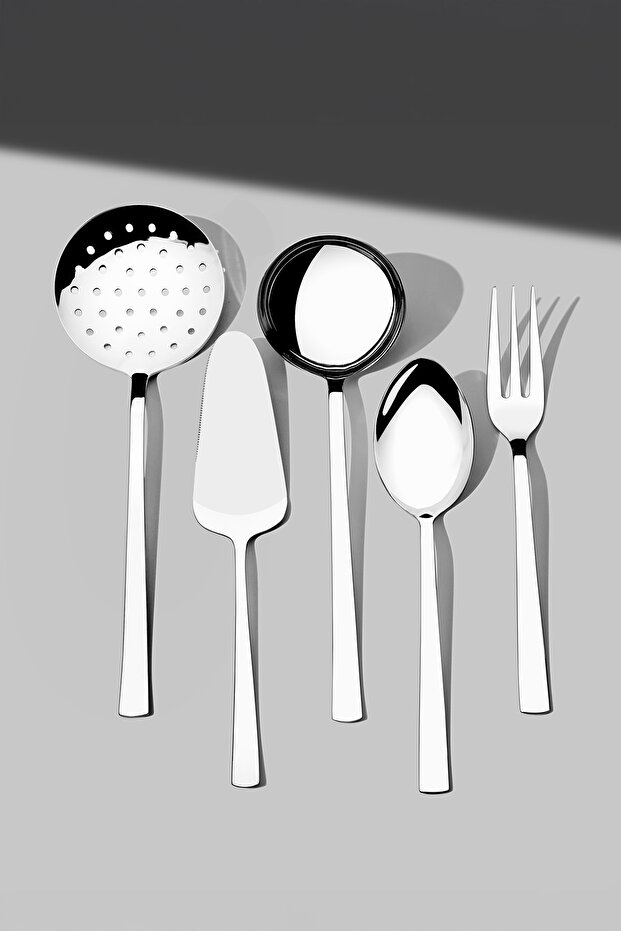 Deniz Sade 5 Parça Paslanmaz Çelik Servis Takımı - 1