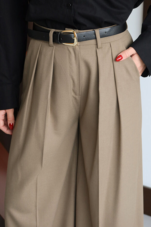 Vizon Kemerli Geniş Paça Pantolon TWOAW26PL00135 - 2