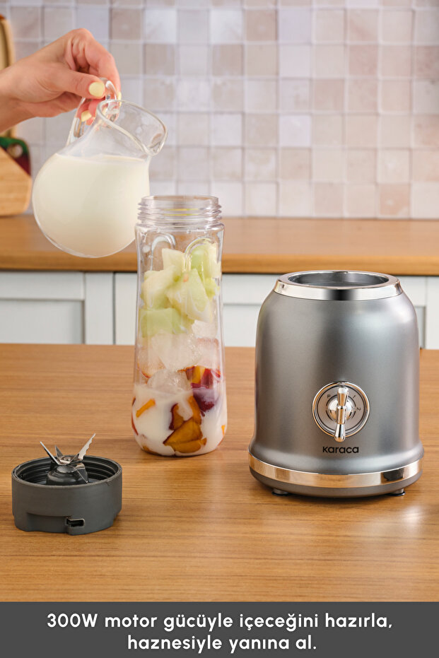 Retro Personal Kişisel Smoothie Blender Grey - 7