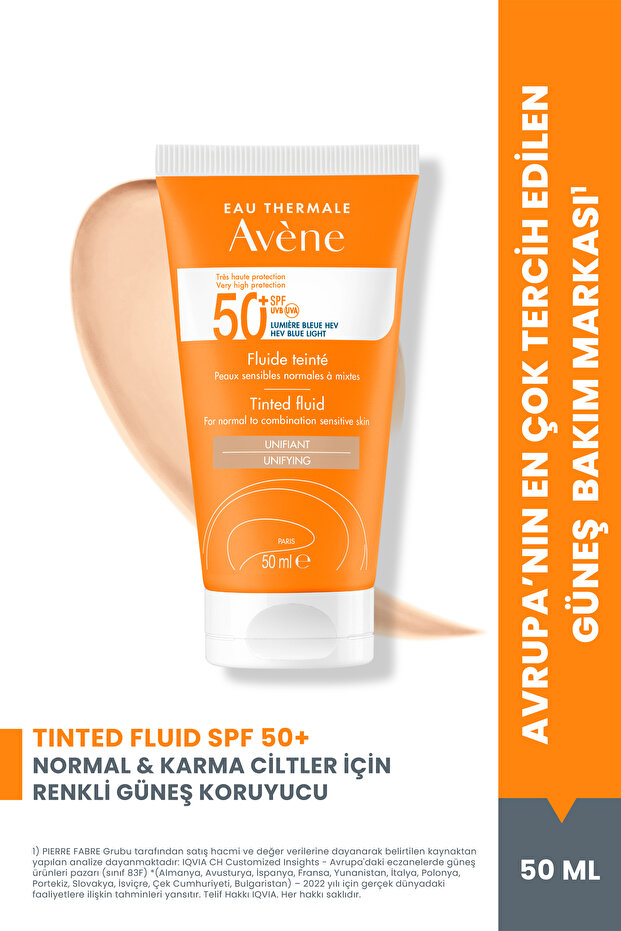 Tinted Fluid SPF 50+ Normal ve Karma Ciltler için Yüksek Korumalı Renkli Yüz Güneş Kremi 50ml - 1