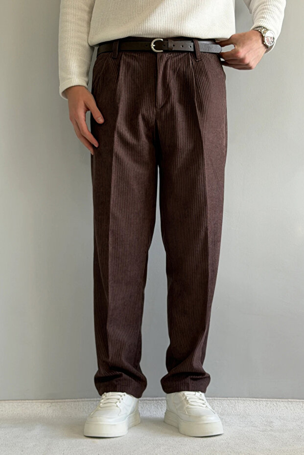 Kahverengi Erkek Baggy Fit Kadife Pantolon TMNAW26PL00022 - 2