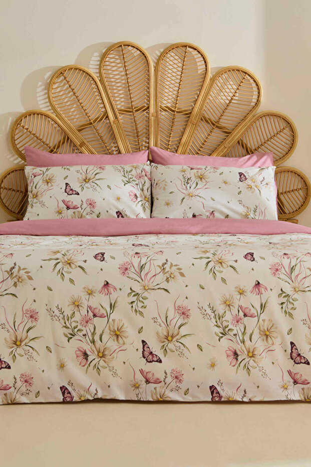 Sarah Anderson Butterflora Double Duvet Cover Set Salmon