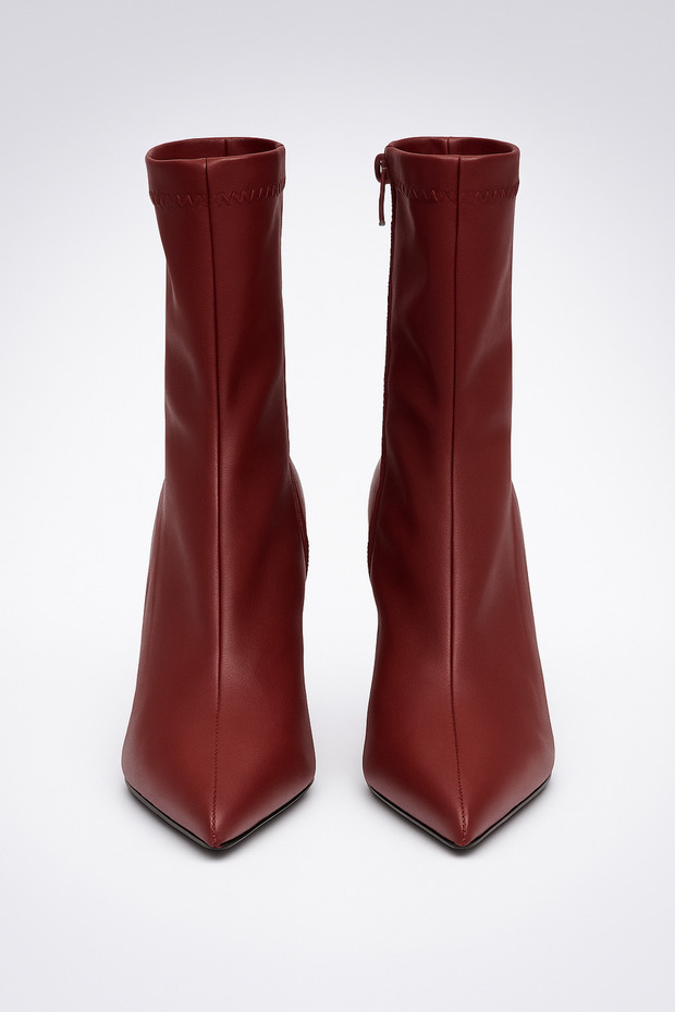 Bordó női sztreccs vékony sarkú csizma és csizma 7 cm BYNDSİT01 - 7