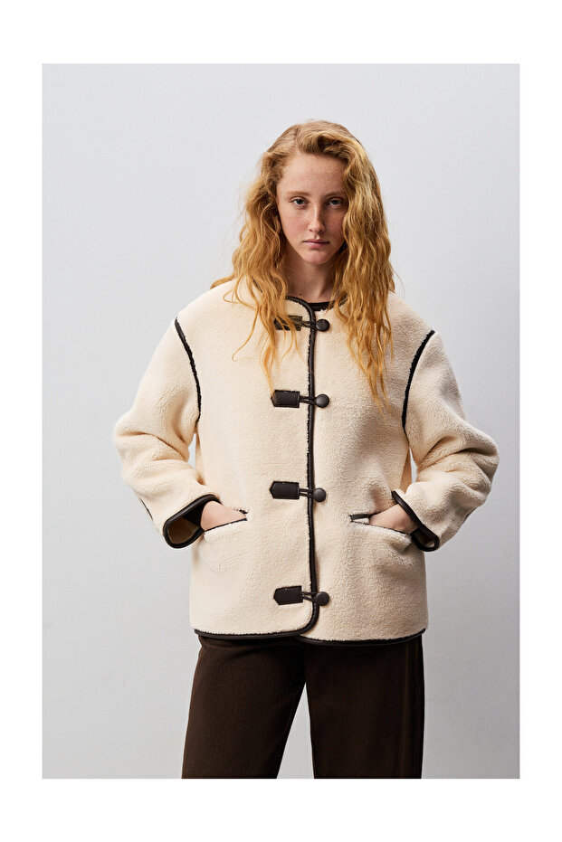 Jachetă de damă din shearling artificial - 9