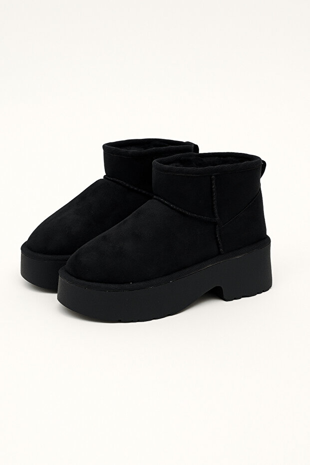 Női fekete magassarkú mini ultratej csizma belső szőrmével - 5