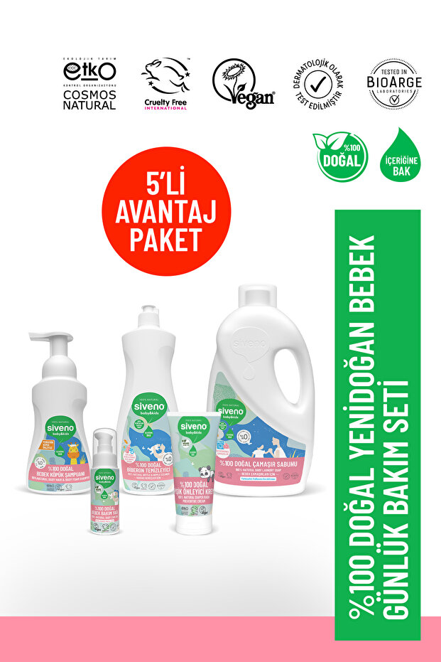 Siveno %100 Doğal Yenidoğan Bebek Çocuk Günlük Bakım Seti