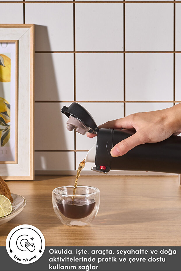 Pluton Çelik Sızdırmaz Termos 450 Ml Siyah - 4